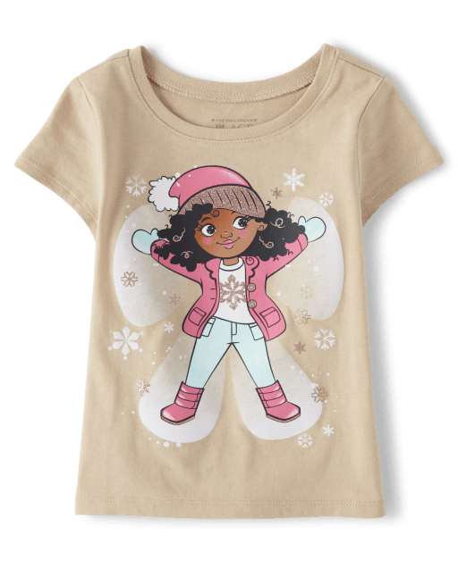 Camiseta con estampado de ángel de la nieve para niñas pequeñas y bebés - lbl_product_image_view_1