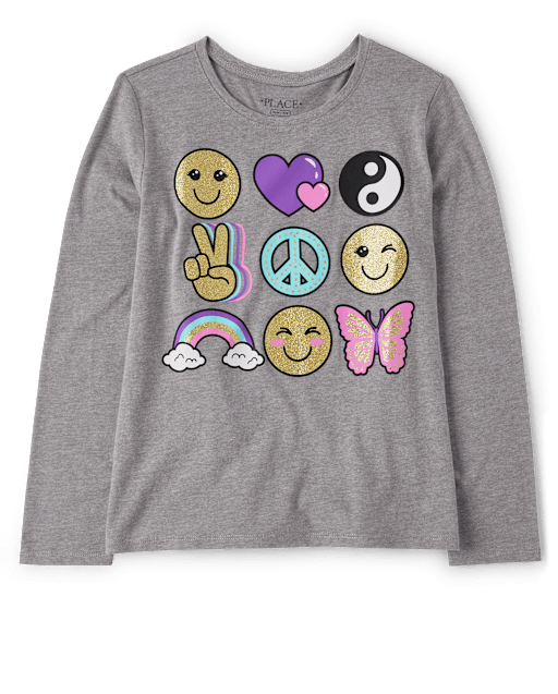 Camiseta con estampado de emoji para niñas