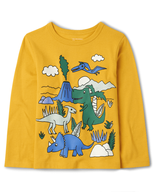 Baby And Toddler Boys Long Sleeve Dino Graphic Tee