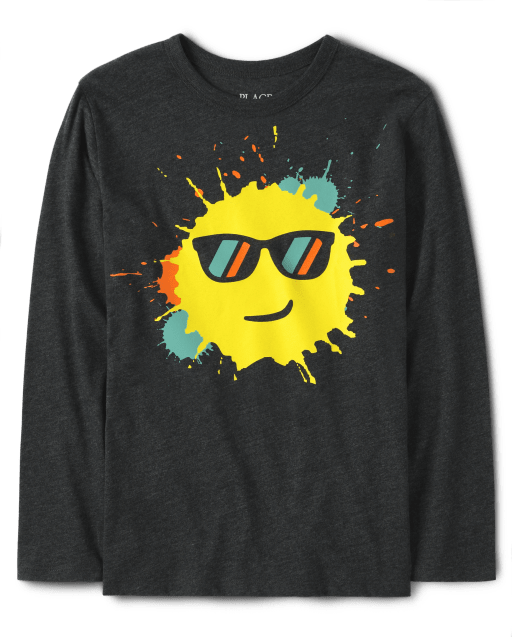 Camiseta con gráfico de cara feliz para niños
