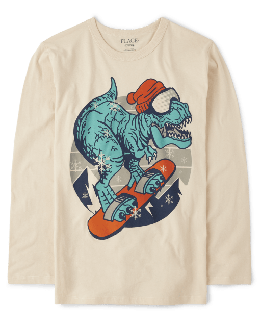 Boys Dino Snowboard Graphic Tee