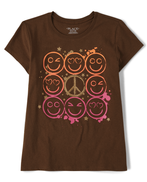 Girls Happy Face Graphic Tee