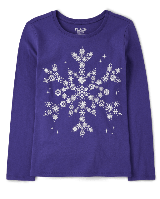 Camiseta con estampado de copos de nieve para niñas