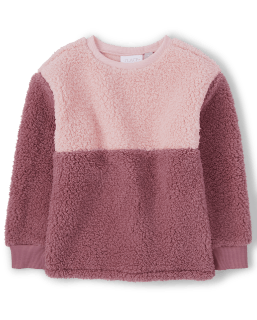 Girls Colorblock Sherpa Sweater