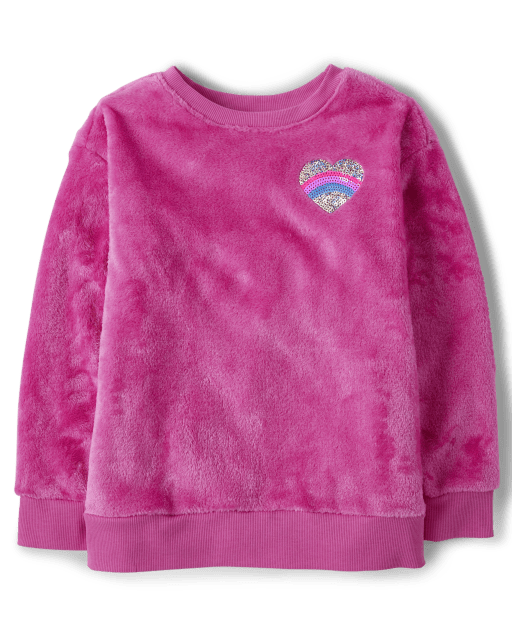 Haut graphique en sherpa à sequins pour fille