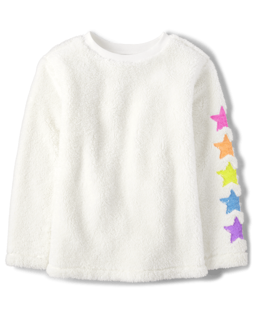 Haut en sherpa étoile à sequins arc-en-ciel pour fille