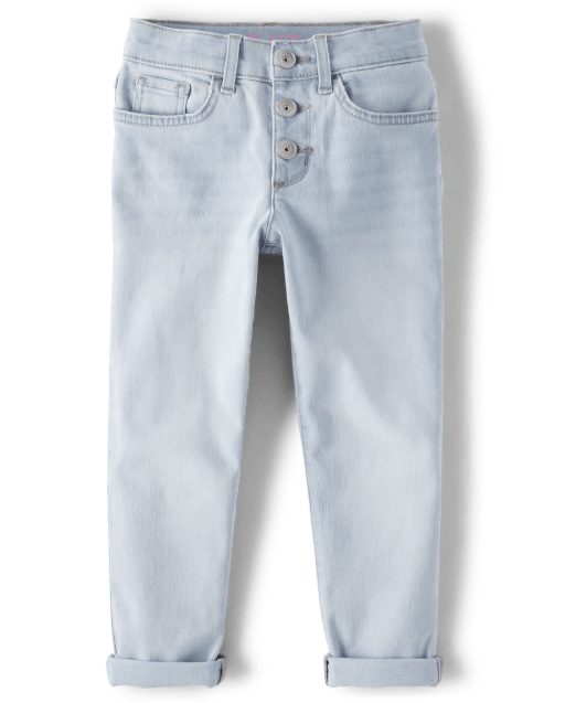 Girls Button Front Mom Jeans