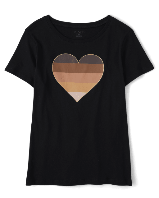 Camiseta con gráfico de corazón para mujer