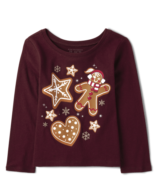 Camiseta con estampado de pan de jengibre para niñas pequeñas y bebés
