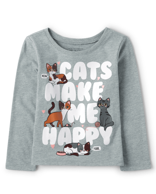 Baby And Toddler Girls Cats Graphic Tee