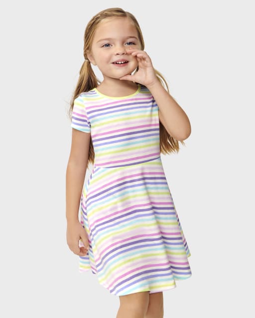 Baby And Toddler Girls Rainbow Striped Skater Dress