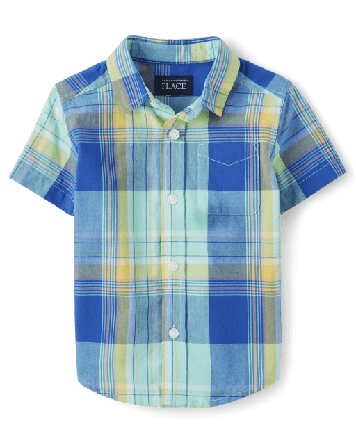 Baby And Toddler Boy Plaid Poplin Button Up Shirt