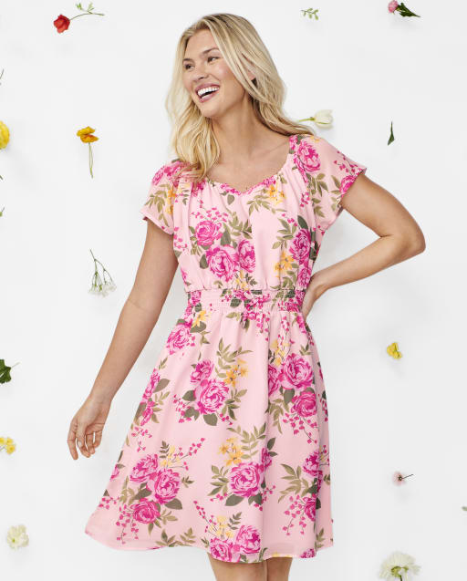 Womens Mommy And Me Floral Smocked Dress