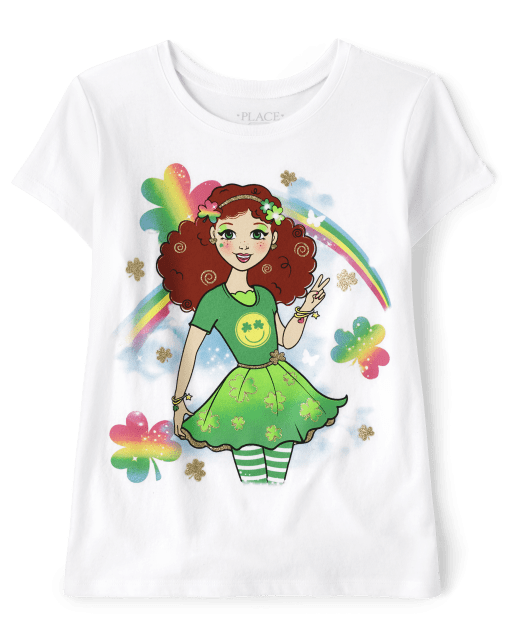 Camiseta con estampado de chica del día de San Patricio para niñas