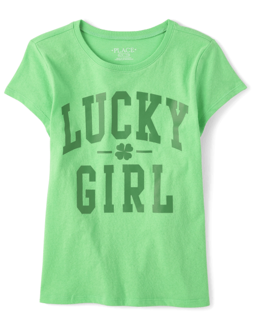 Camiseta con gráfico Lucky Girl de la familia a juego para niñas