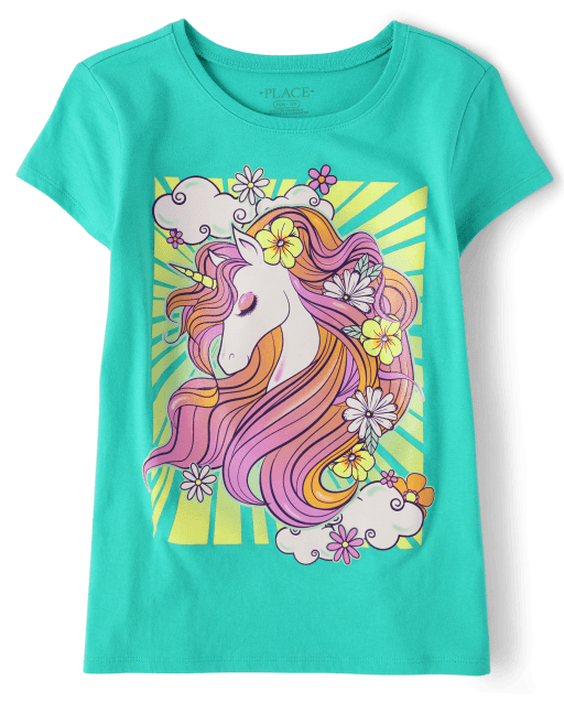 Camiseta con estampado de unicornio para niñas