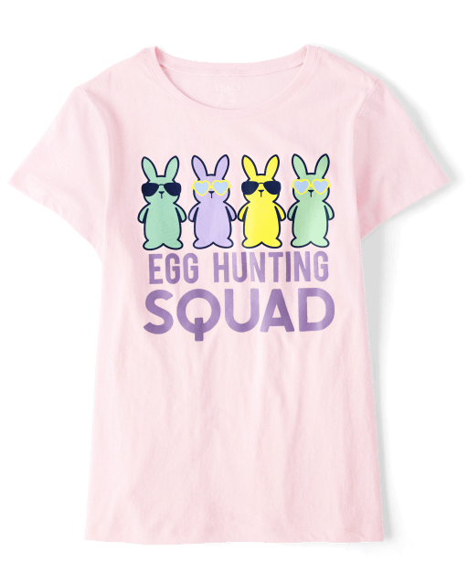 Camiseta con estampado de escuadrón de caza de huevos familiares a juego para mujer