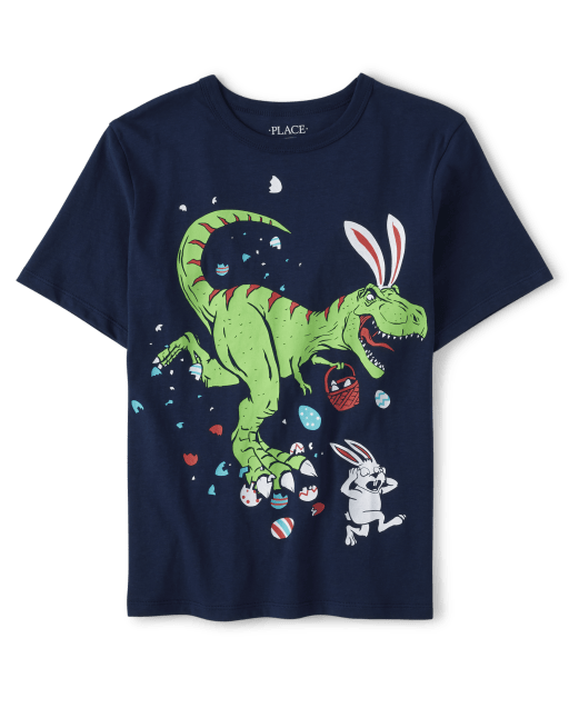 Camiseta con estampado de Dino de Pascua para niños