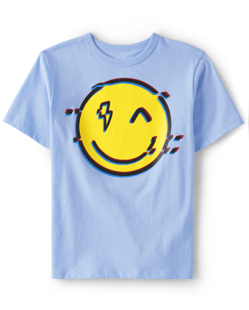 Camiseta con gráfico de cara feliz para niños