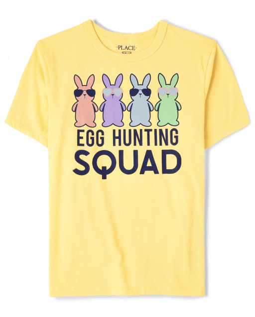 Camiseta gráfica unisex para niños a juego con escuadrón de caza de huevos familiares