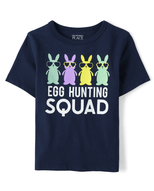 Camiseta con estampado de escuadrón de caza de huevos familiares a juego para bebés y niños pequeños