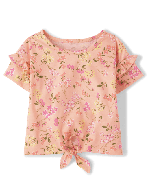 Haut fleuri noué sur le devant pour bébés et petites filles