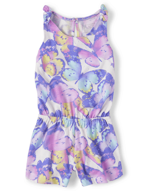 Baby And Toddler Girls Print Tie Shoulder Romper