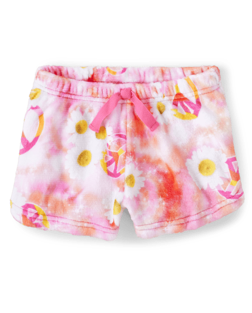 Shorts de pijama de polar con estampado de margaritas y teñido anudado para niñas