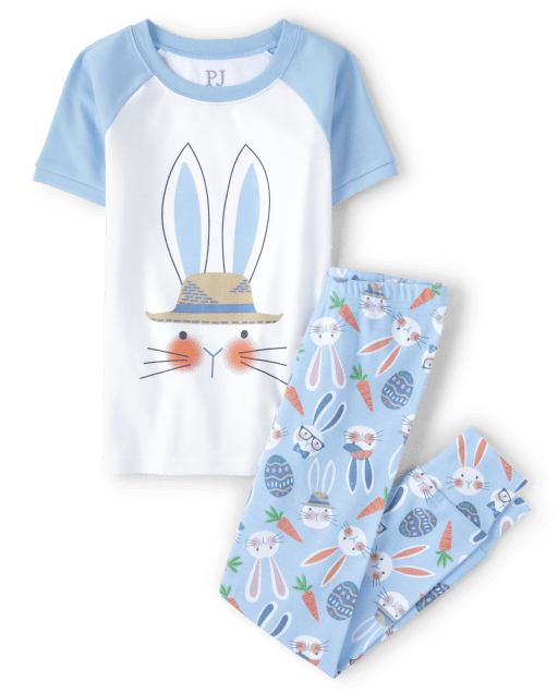 Pyjama en coton unisexe assorti pour la famille avec lapin de Pâques