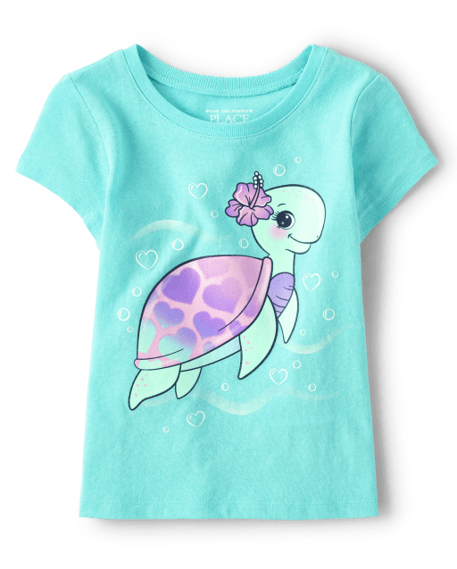 Camiseta con estampado de tortuga para bebés y niñas pequeñas