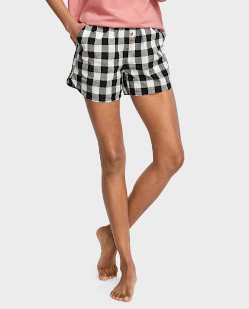 Shorts de pijama de popelina con estampado para mujer