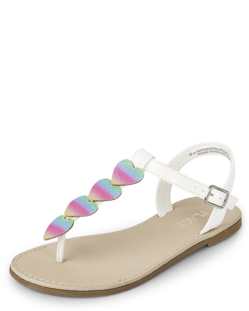 Girls Rainbow Heart Sandals