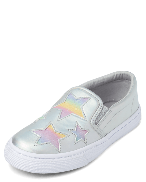 Girls Glitter Star Slip On Sneakers