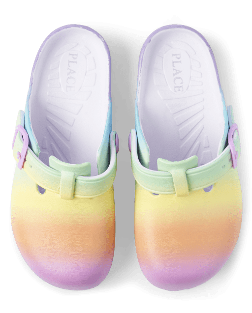 Girls Rainbow Ombre Clogs