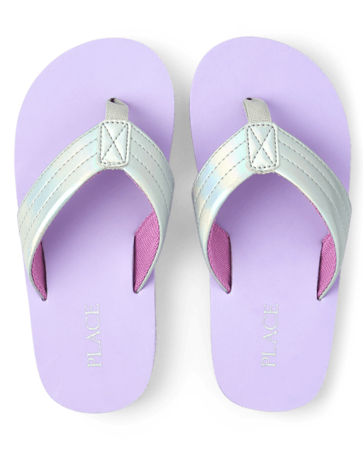 Girls Holographic Flip Flops | The Children's Place - SILVER
