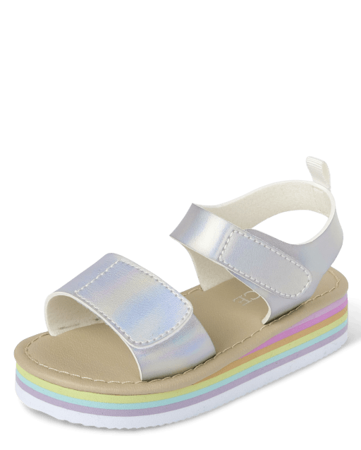 Toddler Girls Holographic Platform Sandals
