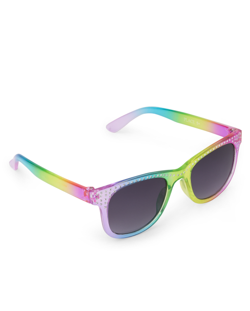 Girls Jeweled Rainbow Ombre Traveler Sunglasses