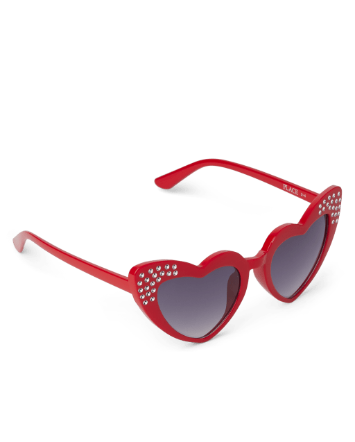 Toddler Girls Jeweled Heart Sunglasses