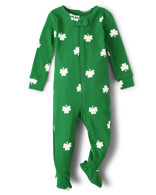 Unisex Baby And Toddler Shamrock Snug Fit Cotton One Piece Pajamas