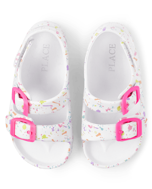 Toddler Girls Paint Splatter Buckle Slides