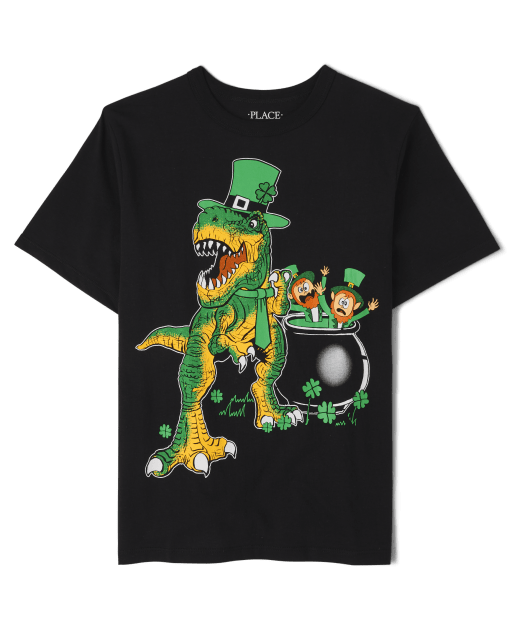 Camiseta con estampado de dinosaurio del día de San Patricio para niños