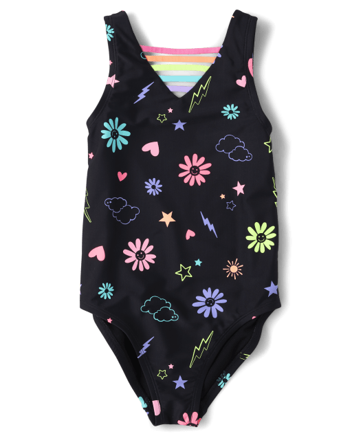 Girls Rainbow Icon One Piece Swimsuit