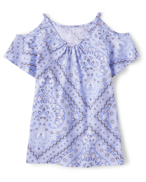 Girls Bandana Cold Shoulder Top