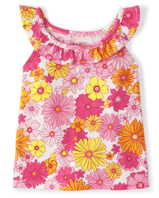 Baby And Toddler Girls Floral Ruffle Top