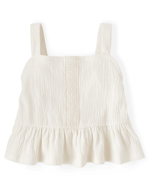 Baby And Toddler Girls Crochet Jacquard Peplum Top