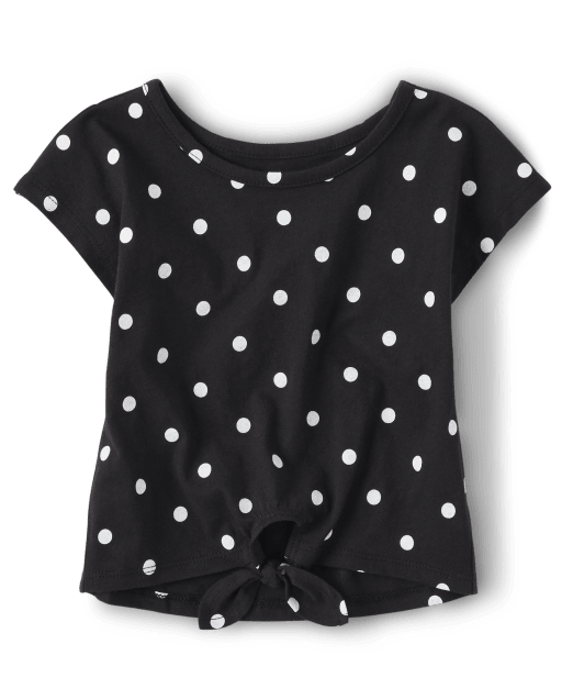 Top con estampado y lazo en la parte delantera para bebés y niñas pequeñas