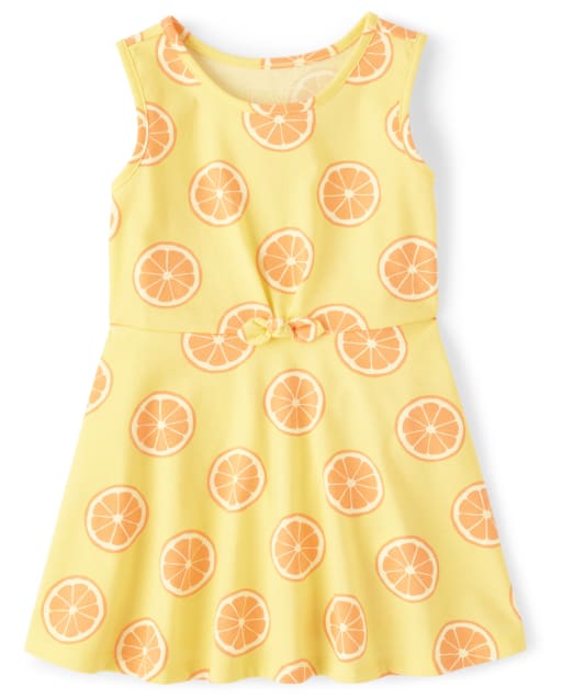 Baby And Toddler Girls Orange Tie Front Skater Dress