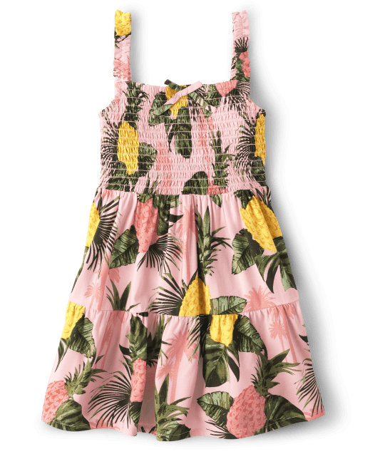 Baby And Toddler Girls Matching Family Pineapple Tiered Dress