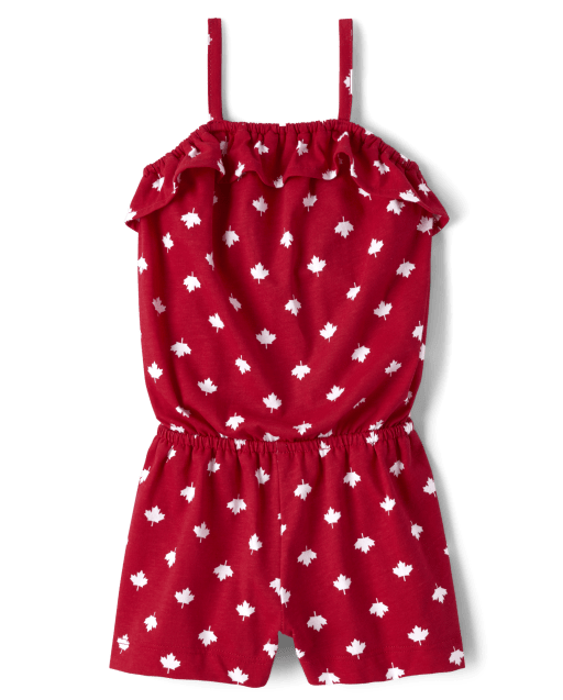 Baby And Toddler Girls Maple Leaf Ruffle Romper