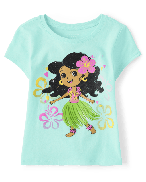 Camiseta estampada Hula Girl para bebés y niñas pequeñas